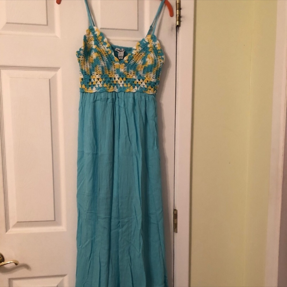 Summer Sale! New Charlotte Russe Crochet Like Pattern Turquoise  Maxi Dress